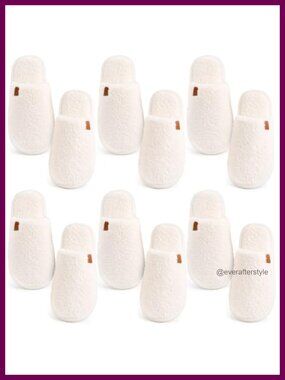 6 Pairs Women's Fuzzy House Slippers Faux Fur Non Slip Slip On Bridesmaid Gift